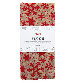 Dekostof Flock - jutestof met sneeuwvlokken Bij vilt enzo