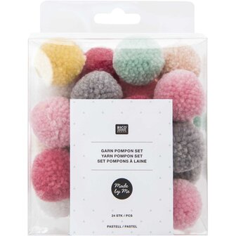 Pompons Pastel Mix - 24 stuks