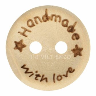 Houten knoop Handmade with Love Bij vilt enzo