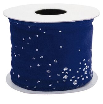 Fluweelband Blauw met glitters Bij vilt enzo