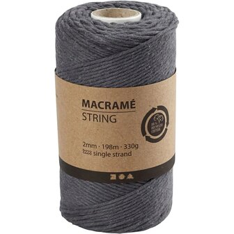 Macrame koord Antraciet 2mm Bij vilt enzo