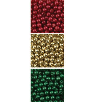 Acryl pareltjes Rood- Groen -Goud 3mm Bij vilt enzo