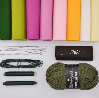 Materiaalpakket Lente Viltbloemen Bij vilt enzo