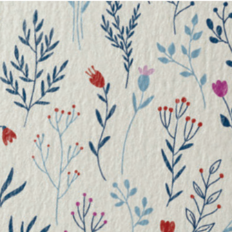 Vilt met Bloemenprint Ecru - Blauw Bij vilt enzo