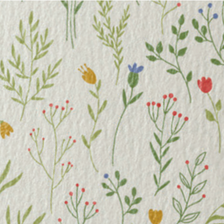 Vilt met Bloemenprint Ecru-Groen Bij vilt enzo