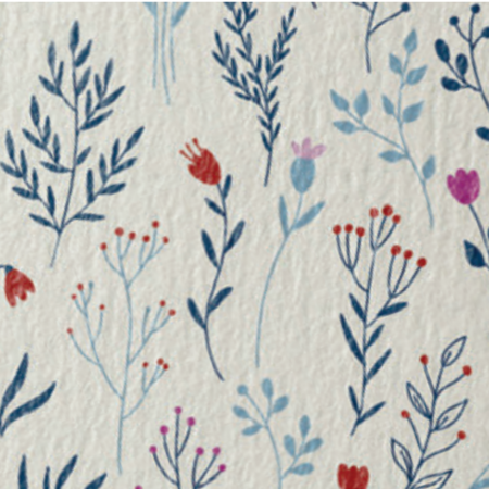 Vilt met Bloemenprint Ecru - Blauw Bij vilt enzo