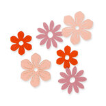 6 Vilt Bloemen Oranje Roze Zalm