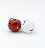 6 Kerstbellen Rood-Wit 30mm