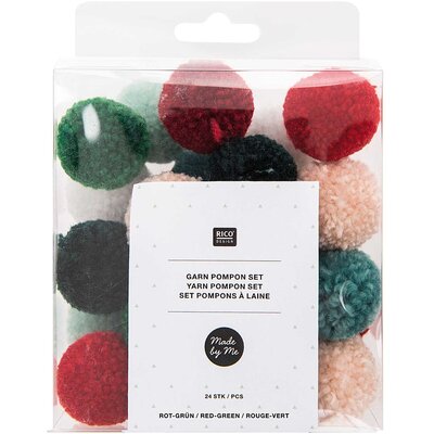 Pompons Kerst Klassiek - 24 stuks