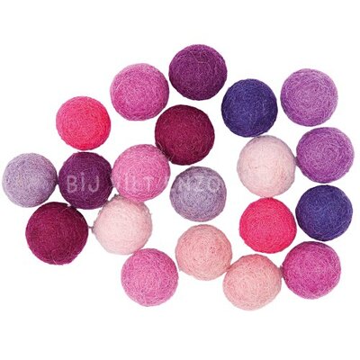 20 Viltkralen 15 mm Roze Mix