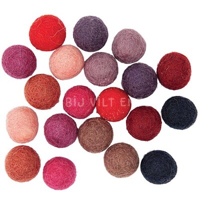 20 Viltkralen 15 mm Rood Mix
