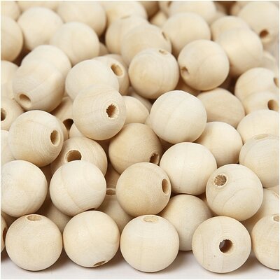 Houten kralen 15 mm Grootverpakking - ca. 500 stuks
