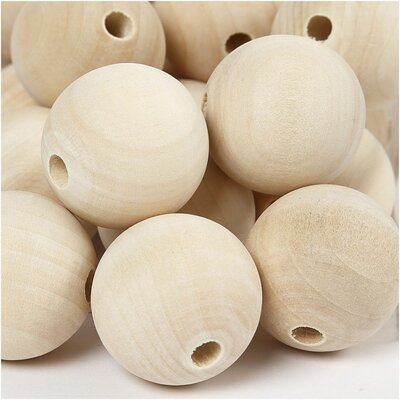 Blank houten kralen 35 mm ca 24 stuks
