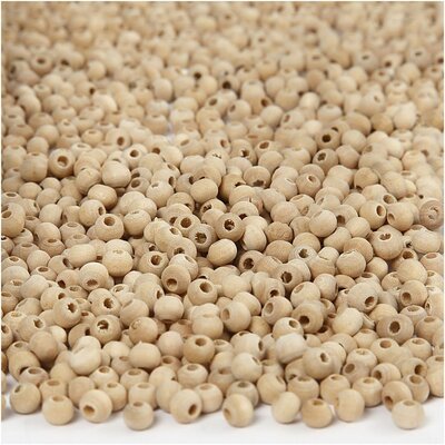 Blank houten kralen 4 mm ca 135 stuks