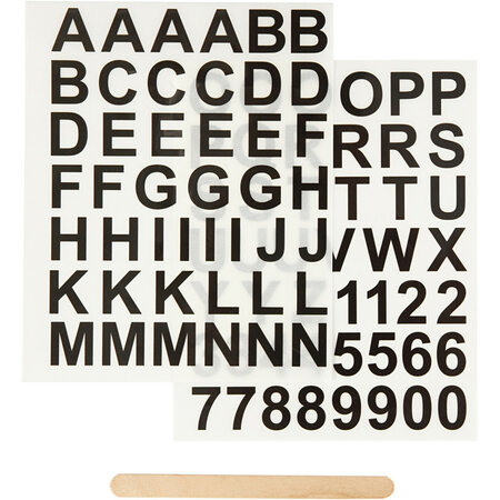 Rub-On Stickers, Cijfers en Letters Zwart