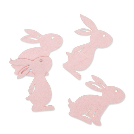 6 Vilten Haasjes Licht Roze
