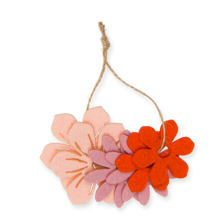 6 Vilt Bloemen Oranje Roze Zalm