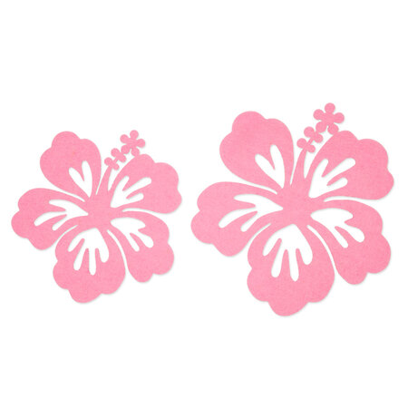 2 XL Vilt Bloemen Hibiscus Roze