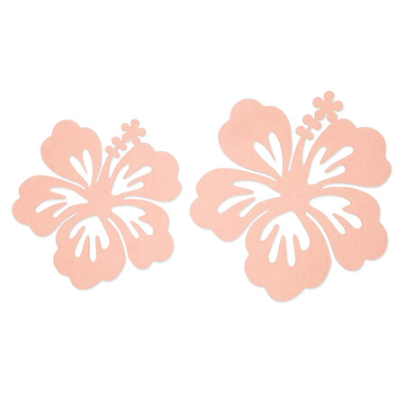 2 XL Vilt Bloemen Hibiscus Zalm