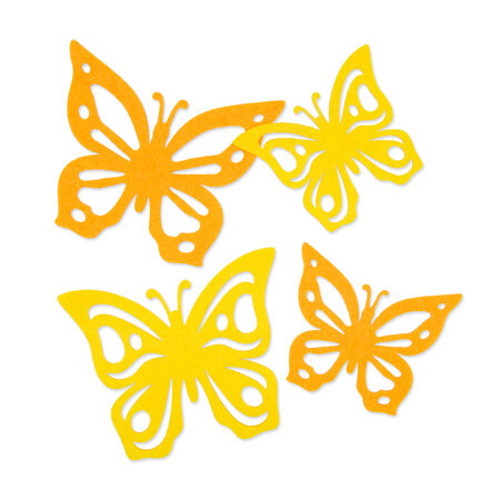 4 Vilt Vlinders Geel - Zonnegeel