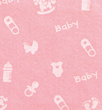 Vilt met print Baby Roze
