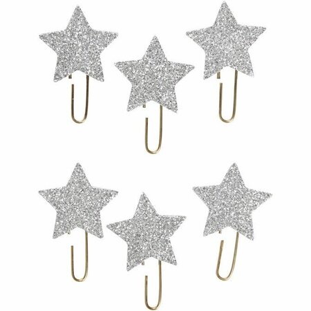 6 Paperclips Glitter Ster Zilver