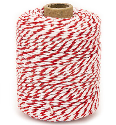 Koord Rood/Wit fijn - 50 meter