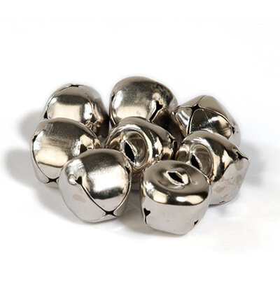 8 Kerstbelletjes Zilver- 15 mm