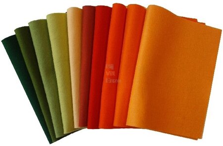 Wolvilt Assortiment Pompoen bevat 10 lapjes