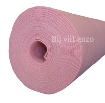 Vilt van de Rol 1mm dik- 90 cm breed LICHT ROZE