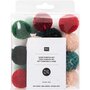 Pompons Kerst - 24 stuks