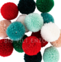 Pompons Kerst - 24 stuks