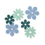 6 Vilt Bloemen Petrol Mint Blauw 